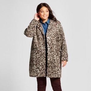 Ava and Viv Faux Fur Leopard Snap Front Coat Sz 1X.  Closet clean out. My loss